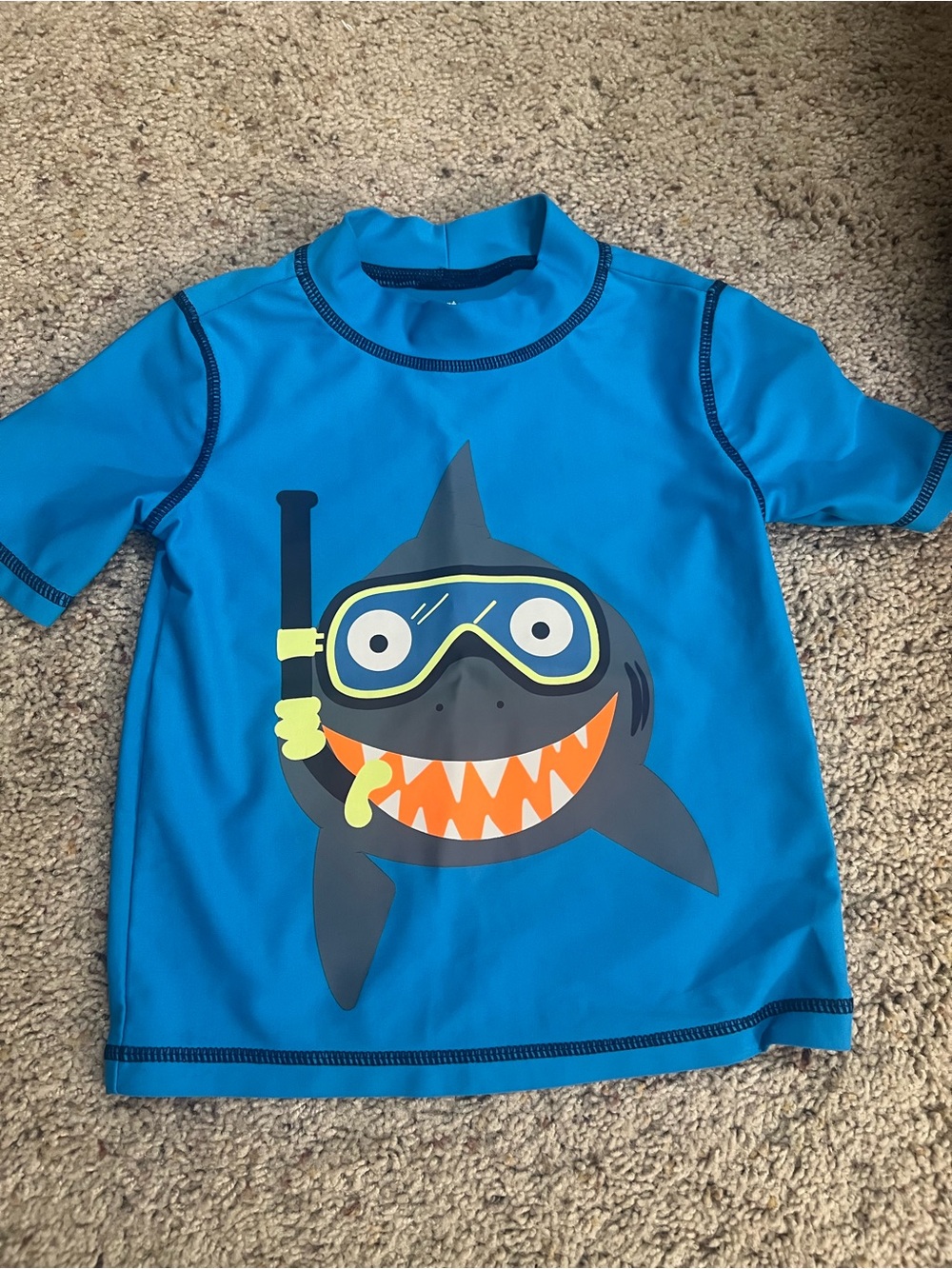 Carter’s 2T Blue Kids Shark Rash Guard Swim Shirt